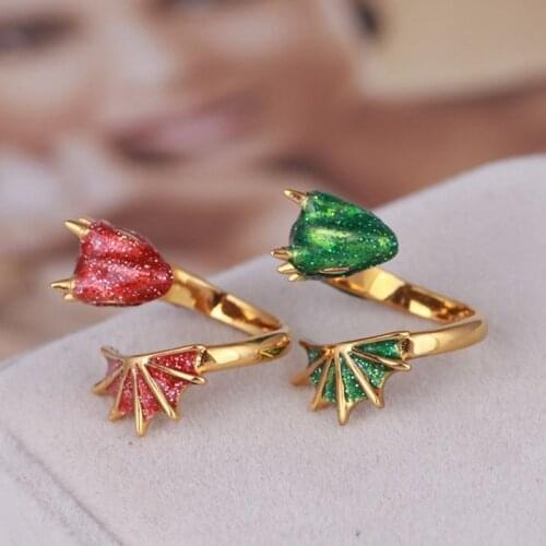 2021 fashion Colorful Dragon wing Opening Finger Rings for Men Women Vintage Punk enamel Rings Fashion Party Charm Jewelry Gift
