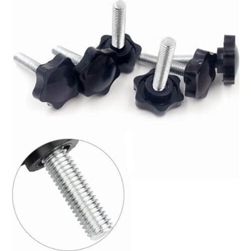 M5 M6 Plastic Black Male Thread Clamping Screw on Six Star Torx Handle KnobHead Hexagon Star Handle 5/10PCS