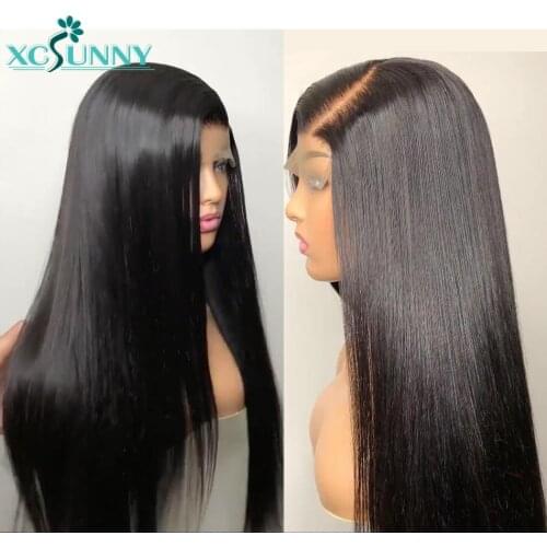 5x5 Scalp Top Lace Front Wig Pre Plucked Remy Brazilian Human Hair Wigs Straight 4x4 Lace Closure Wig Glueless xcsunny