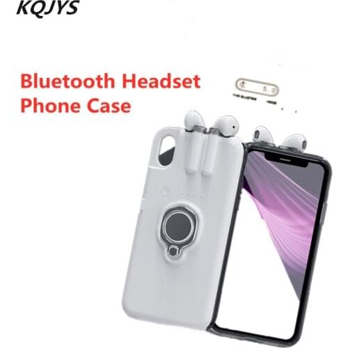 KQJYS Wireless TWS Bluetooth Earphone Phone Case For iPhone X XS 6 6S 7 8 Plus Bluetooth 5.0 Headset Cover For iPhone XR XS Max