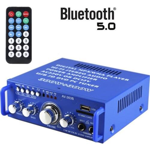 Bluetooth Home Stereo Amplifier -2-Channel 600 Watt Power Amplifier Home Audio Receiver System Supports FM Radio SD Card U Disk