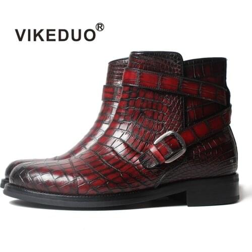 Vikeduo Designer Classic Custom Handmade Fashion Luxury Genuine Leather Boots Alligator Winter Snow Crocodile Dress Men Boots