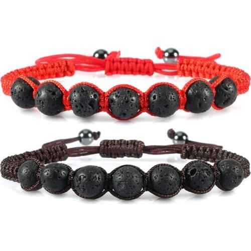 Tiger Eye Black Lava Stone Bracelet Prayer Adjustable Red Braided Rope Yoga Reiki Balance Women Beaded Bracelets Bangles Jewelry