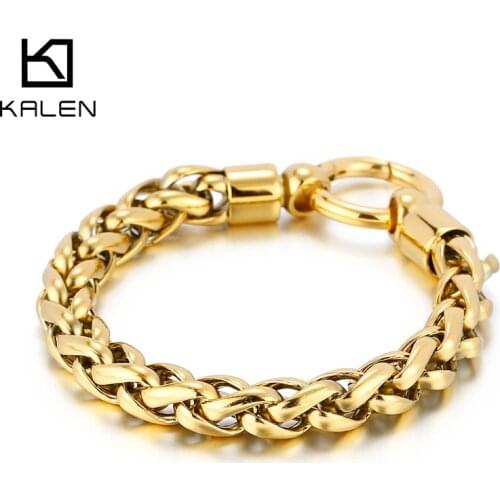 Kalen 316L Stainless Steel Singapore Twisted Chain Mens 210mm Simple Spring Clasp Bracelet Jewelry Accessories