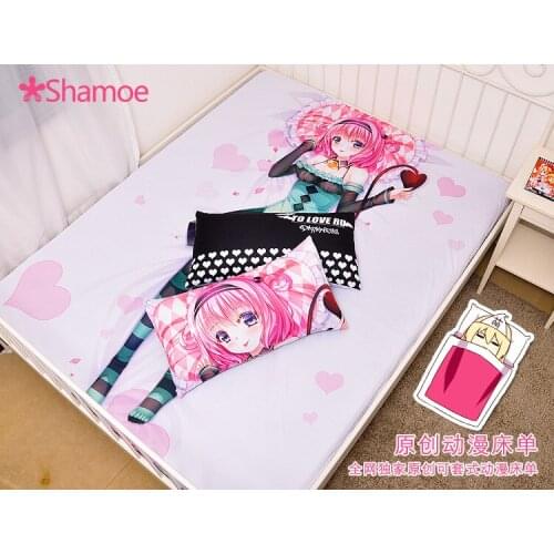 Anime Cartoon To Love Milk Silk Mattress Cover Fitted Sheet Fitted cover bedspread counterpane No.163