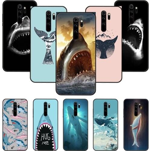 Phone Case For Xiaomi Redmi Note 8 8T 7 7A 9 9S 8A 4 5 Pro Black Cover Funda Luxury Bumper Soft Coque ocean Whale Sharks