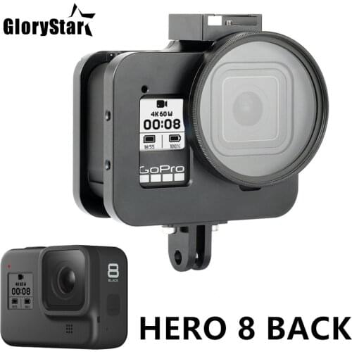 CNC Aluminum Alloy Metal Multi-angle Shooting Protective Frame Case Cage for GoPro Hero 8 Black with 52mm UV Lens for Go Pro 8