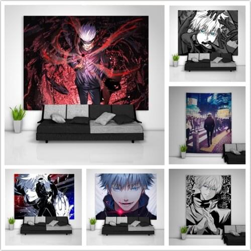 Jujutsu Kaisen Satoru Gojou Tapestry Art Wall Hanging Sofa Table Bed Cover Home Decor Dorm Gift