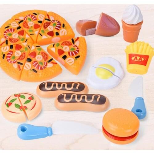 Childrens Play House Toys Cut Fruit Vegetables Suit Simulated Pizza Learning Cognition Girl Cooking In The Kitchen