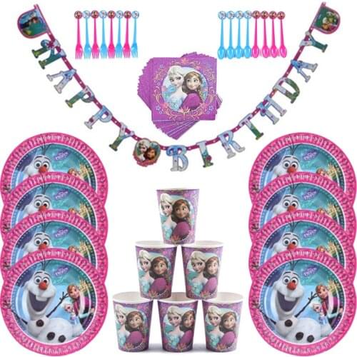 Disney Frozen Elsa And Anna Princess Baby shower girl Party Decoration Cup Plate Napkins Tableware Birthday Party Decor Supplies