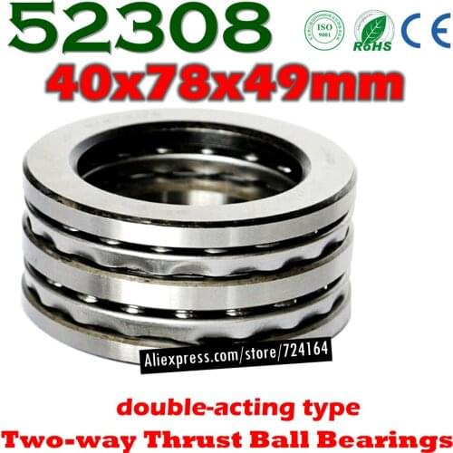 40x78x49 mm Two-way Thrust Ball Bearings 52308 Axial 52308M 38308 Plane 40*78*49 Free shipping Steel or brass cage Wholesale