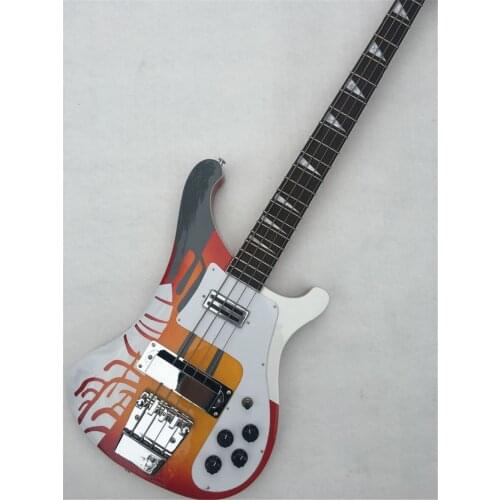 Special pattern Electric Bass Guitar with White Pickguard,Rosewood Fingerboard,Chrome Hardwares,Offer Customized