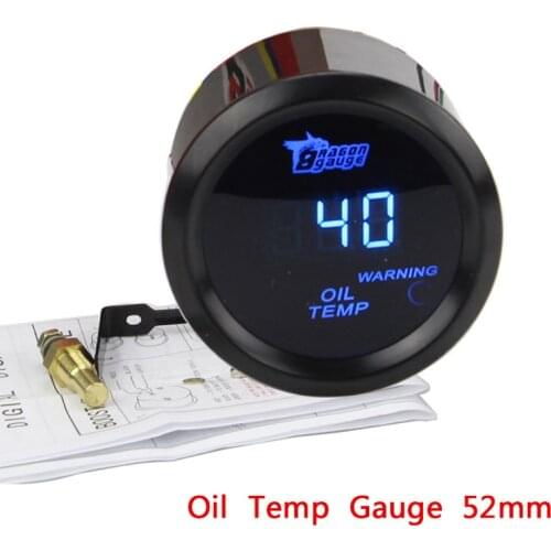 Oil Temp GAUGE 52mm Oil Temp Gauge Blue LED 40~150 Centigrade Temperature Car Meter Black Shell 12V Digital Display mroil