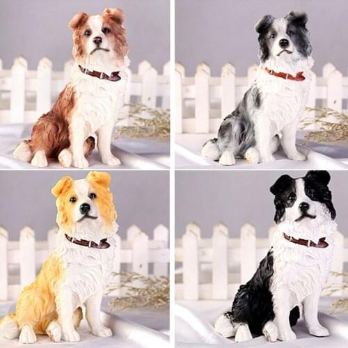 JJM Border Collie Cute Pet Animal Figure Model Toy Collector Car Decor PVC Model Educational for Children Adults Kids Gift