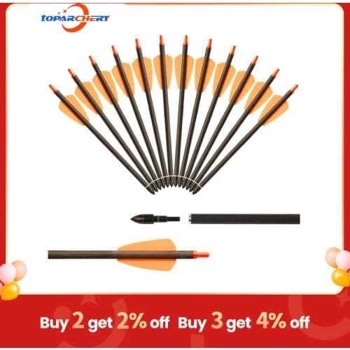 TOPARCHERY Carbon Crossbow Arrow Bolts 7.5/15 Inch Archery Arrows with 2" Vanes Hunting Arrows For Hunting Replaced Arrowhead