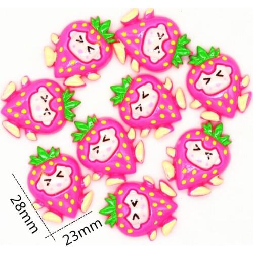 10PCS 28mmX23mm Kawaii Strawberry Resin Cabochon|Crazy Fruit Party Decoration miniatures| Summer Fruit Party Flatback Deco