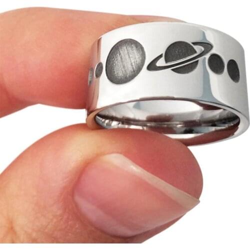 Personality Silver Plated Lost Celestial Body Ring for Men Women Finger Ring Anniversary Jewelry Punk Cool Party Biker Jewelry