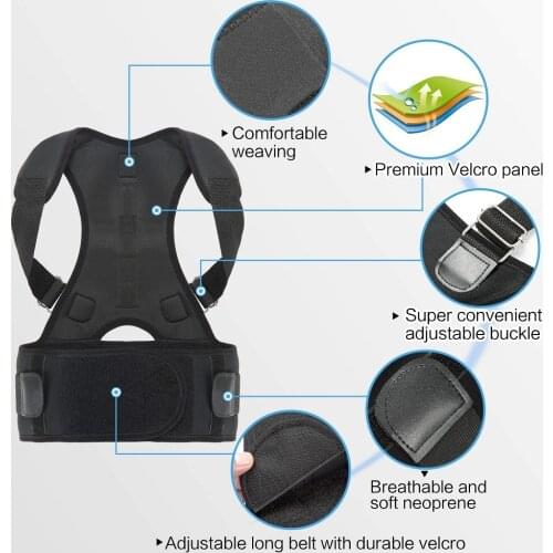 Posture Corrector Magnetic Therapy Posture Corrector Brace Adjustable Shoulder Back Brace Support Belt NO Slouching