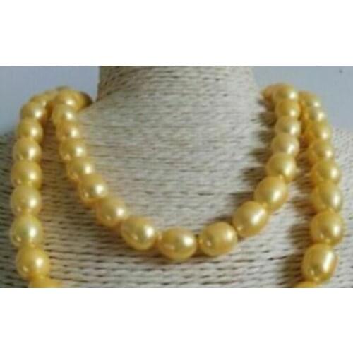 Beautiful 11-13mm GOLDEN RICE PEARL NECKLACE 35" 50"