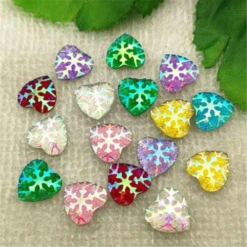 Hot ! 80PCS 12mm AB Resin heart flower Flat back Wedding buttons Child craft DIY