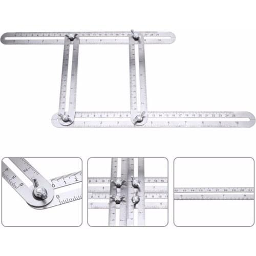 Multifunctional Four Fold Ruler Stainless Steel Folding Ruler Any Angle Ruler 0-200 Range 0.01MM Accuracy Universal Protractor