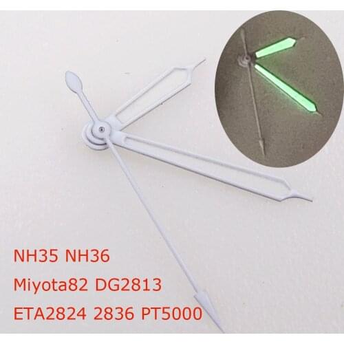 Green Lume White Watch Hands For NH35 NH36 4R36 7S36 7002 7009 Miyota 8215 821A 8205 Mingzhu/DG 2813 Movement 15.5mm/15mm/10mm