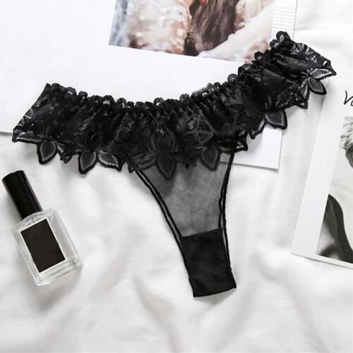 Underwear Women intimates Sexy Panties Black Red Nude Lace Perspective G-string Female Lingerie Thongs Briefs