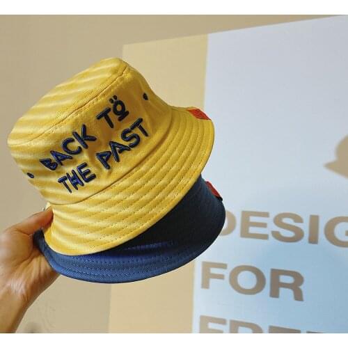 Autumn Winter Children Hats Cap New Print Letter Boys Girls Bucket Hat Candy Color Baby Fisherman Caps Cotton Kids Bonnets 1-3Y