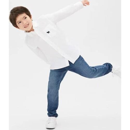 Autumn Boy Shirt Cotton Clothes Cool Spring Solid Color Chidren Clothing 2-12yrs White long sleeved Tops Formal kids Shirt