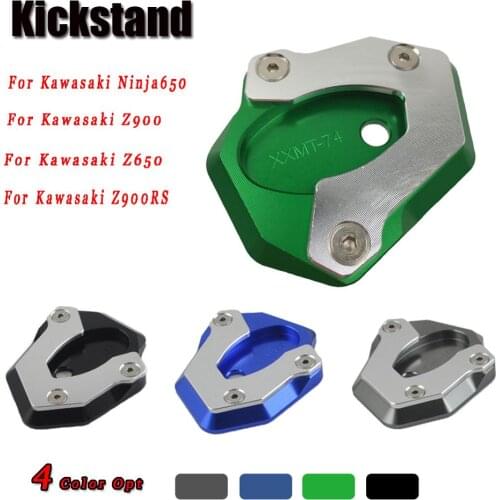 CNC kickstand Footside Side Stand Extension Englarger Plate Pad For Kawasaki Z650 Z900 RS Ninja650 2017 2018 2019 Accessories