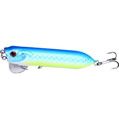 Popper YUZI 1pc Fishing Lures Mixed color Size Hard Bass Baits 3D Eyes Artificial Crankbait Treble Hook Trout Tackle Lure