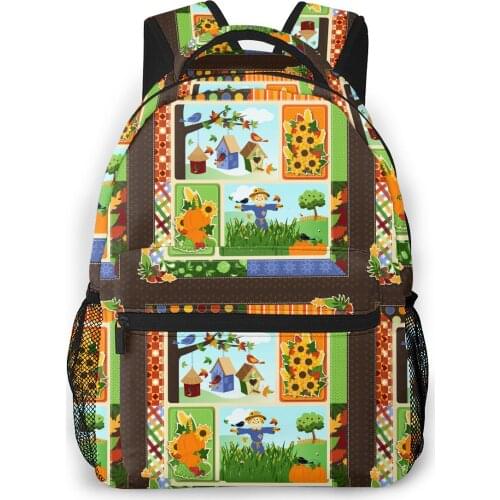 OLN Backpack Women Shoulder Bag For Teenage Girls Harvest House And Tree Patterns Bagpack Female Ladies School Backpack