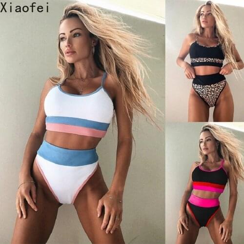 Sexy Women Patchwork Bikini Set Female High Waist Swimsuit Push Up Swimwear Bathing Suit