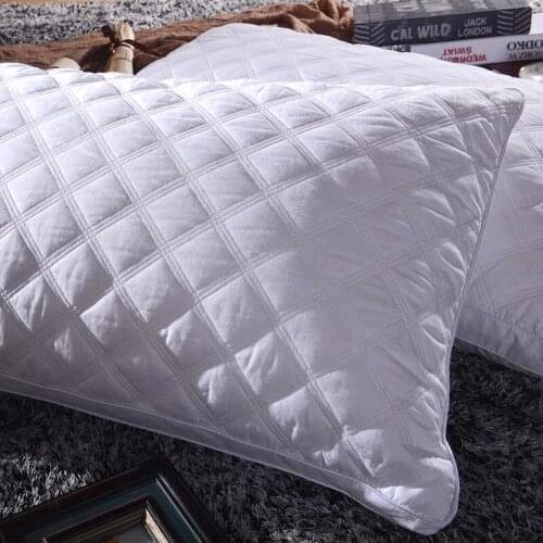 48x74cm white Feather silk pillow core Sleeping Pillow solid Plaid soft To Correct Bedding comfortable down Pillow case ZT-BW02