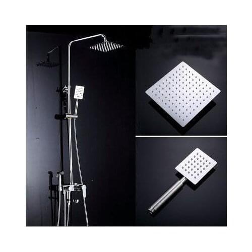 Bathroom shower faucet waterfall mixer tap,Copper shower faucet stainless steel pipe, Wall mounted shower faucet set shower head