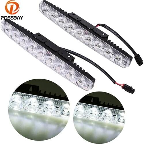 POSSBAY DRL Daylight Head Lamp DC 12-15V Car Daytime Running Lights White 9000K LED Fog Light Lamps