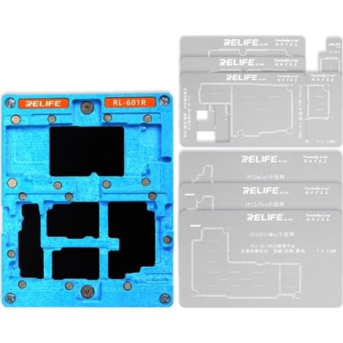 10 IN 1 BGA Reballing Stencil Platform for iPhone Xs/11 Pro/12 Pro Max Motherboard Mid-Level Planting Tin Template Repair Tool