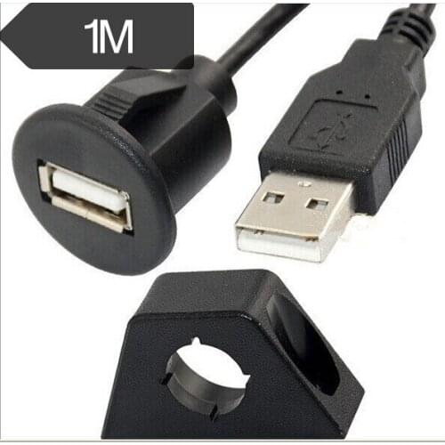 Usb Extension Lead For Car Audio Stereos - 1 Metre Length With Mounting Bracket