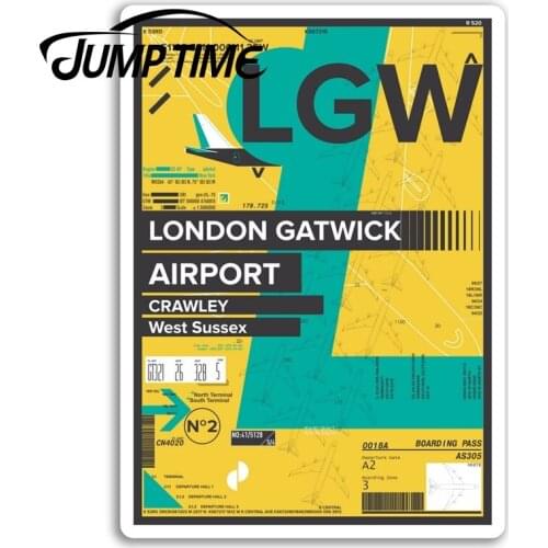 Jump Time for London Gatwick Airport Vinyl Stickers England Britain Sticker Bumper Trunk Window Decal Car Accessories