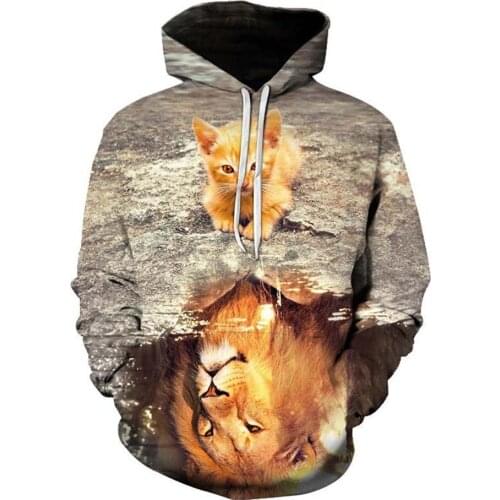 Women Men Harajuku Hoodies Pizza Galaxy Cat Lion Food Pug Sloth Unicorn Sheep Printing Hooded Sweatshirt Female Casual Pullover