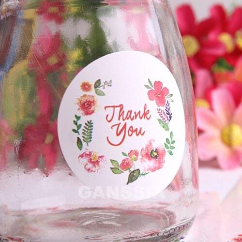 100pcs/lot Dia 3.5cm Flower Thank You series sealing stickers DIY decoration gift sticker Wedding party supplies (ss-1496)