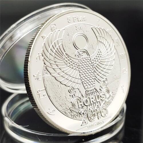 2016 Egyptian Mythology Eagle God Bastet Coin with Silver Plated Commemorative Coins Home Decoration