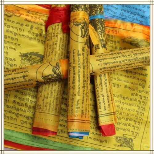 5M 20 Sheets Religious Flags Garden Flags Tibetan Buddhist Supplies Colour Print Prayer Flag Tibet Banner