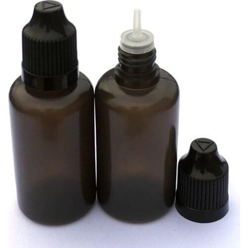 50pcs Soft 30ml Black PE Plastic Bottles Empty Refillable Liquid Dropper Bottle With Colorful Childproof Cap Vial