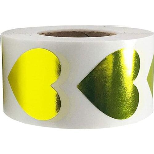 500pcs/roll Gold Heart Stickers Seal Labels Scrapbooking For Package And Wedding Decor Stationery Sticker
