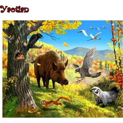 5D Diamond Embroidery Wild boar Eagle Animal Forest Diamond Mosaic Diamond Painting Full Square Round Drill Wall Stickers Decor