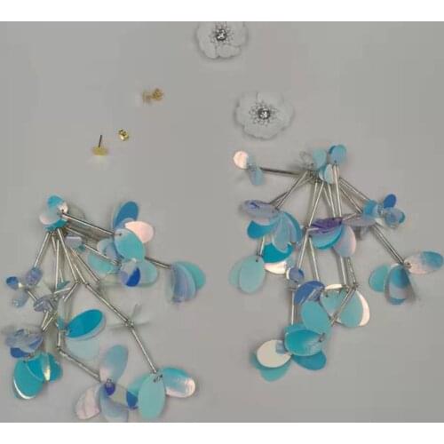 DIY tassel accessory fashion sequined petals flower earrings female personality fringe earrings female accessory