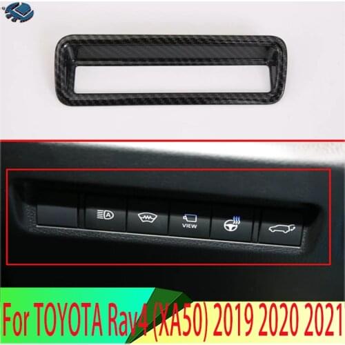 For TOYOTA Rav4 XA50 2019 2020 Carbon Fiber Style Head Light Switch Button Control Panel Cover Trim Bezel