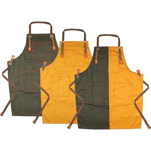 With Tool Pockets New Fashion For Men Woman Apron Bib Adjustable Cooking Kitchen Aprons Denim Unisex Work Apron