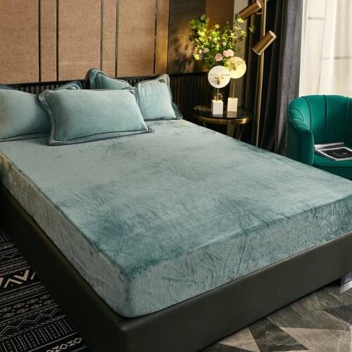 Flannel Bed Sheet Velvet Bed Linen With Elastic Winter Warm Fleece Fitted Sheet Single Queen King Mattress Protecter Sheets